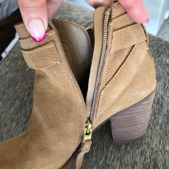 SAM EDELMAN caramel suede Ankle boot  zip up  SZ 7 - Picture 4 of 8